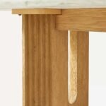 Caldrisse | Solid Wood and Marble 6 Seater Dining Table with Fluted Pedestal Legs in Natural Finish – Wooden Slice - Image 4
