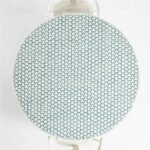 Aurevyn | Bone Inlay Round Dining Table with Blue & White Geometric Pattern and Gold-Tone Base – Wooden Slice - Image 4
