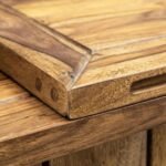 Zorvane | Solid Sheesham Wood Bar Cabinet with Geometric Panel Doors and Glass Holder in Natural Finish – Wooden Slice - Image 4