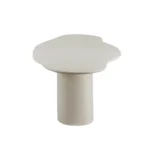 Lunelle | Concrete Effect Wood Dining Table with Oval Top & Sculptural Pedestal Base in White Finish – Wooden Slice - Image 4