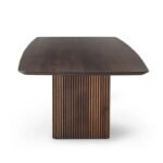 Thalvyn | Solid Wood Rectangular Dining Table with Rounded Corners and Fluted Panel Legs in Natural Brown Finish – Wooden Slice - Image 4