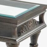Elaris | Solid Sheesham Wood Console Table with Carved Legs & Glass Top in Grey Finish – Wooden Slice - Image 2