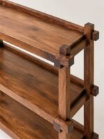 Tashvian | Solid Mango Wood Console Table with Three Open Shelves & Traditional Joinery Design in Natural Brown Finish – Wooden Slice - Image 3