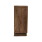 Orvessan | Solid Wood Geometric Carved Bar Cabinet with Sculpted Double Doors in Warm Brown Finish – Wooden Slice - Image 5