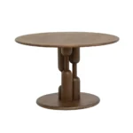 Column & Curve | Solid Wood Round Dining Table with Sculptural Pillar Base in Dark Brown Finish – Wooden Slice - Image 5