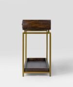 Orvantis | Solid Sheesham Wood Console Table with Two Drawers, Gold Powder-Coated Iron Frame & Lower Shelf in Walnut Brown Finish – Wooden Slice - Image 7