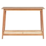 Canevra | Solid Sheesham Wood Console Table with Handwoven Cane Lower Shelf, Tapered Legs & Minimalist Design in Natural Wood Finish – Wooden Slice - Image 5