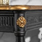 Aurevash | Solid Wood Console Table with Gold Floral Medallions, Fluted Apron & Turned Pillar Legs in Matte Black and Gold Finish – Wooden Slice - Image 4