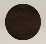 Spherelle | Solid Wood Round Accent Table with Sculptural Stacked Sphere Pedestal & Circular Base in Light Walnut Finish – Wooden Slice - Image 3