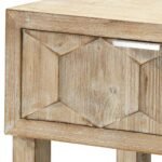 Tessavik | Solid Wood Console Table with Raised Hexagonal Front Design, Two Storage Drawers & Straight Wooden Legs in Natural Oak-Tone Finish – Wooden Slice - Image 4