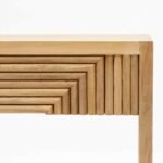 Cavero | Solid Teak Wood Console Table with Geometric Fluted Drawers in Natural Finish – Wooden Slice - Image 2
