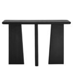 Obeltrix | Solid Mango Wood Console Table with Angular Sculptural Panel Legs, Central Support & Rounded Edges in Charcoal Black Finish – Wooden Slice - Image 4