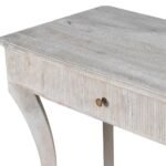 Ivoryelle | Solid Wood Console Table with Fluted Drawer Front, Gracefully Curved Legs & Open Lower Shelf in Distressed Whitewash Finish – Wooden Slice - Image 3