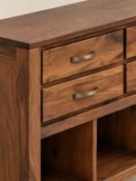 Orlavia | Solid Sheesham Wood Console Table with 4 Drawers & 3 Basket Shelves in Natural Finish – Wooden Slice - Image 3