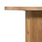 Oakmere | Solid Wood Round Dining Table with Cylindrical Pedestal Base in Natural Finish – Wooden Slice - Image 5