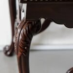 Scrollhaven | Rosewood Rectangular Dining Table with Ornate Floral Carvings and Cabriole Legs in Natural Gold Finish – Wooden Slice - Image 5