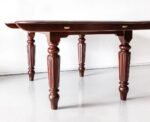 Oakspire Vale | Solid Teak Wood Rectangular Dining Table with Turned Legs and Polished Natural Finish – Wooden Slice - Image 5