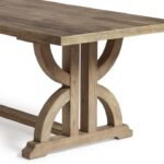 Vespera Solid Mango Wood Double Arch Trestle 6 Seater Dining Table in Natural Finish – Wooden Slice - Image 5