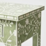 Sylvara | Acrylic Inlay Console Table with Botanical Vine Design in Sage Green Finish – Wooden Slice - Image 3