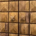 Zorvane | Solid Sheesham Wood Bar Cabinet with Geometric Panel Doors and Glass Holder in Natural Finish – Wooden Slice - Image 5