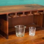 Kestrelune | Solid Sheesham Wood Bar Cabinet with Top Glass Holder and Multi-Section Wine Storage in Natural Finish – Wooden Slice - Image 5