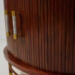 Zelvarique | Solid Wood Curved Fluted Bar Cabinet with Brass Accents and Sculpted Front in Rich Brown Finish – Wooden Slice - Image 5