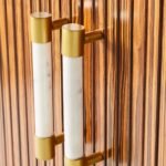 Tharvessio | Solid Wood Vertical Fluted Bar Cabinet with Brass-Accent Handles and Metal Frame in Rich Brown Finish – Wooden Slice - Image 5