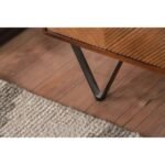Chevronique | Solid Mango Wood Bar Cabinet with Chevron-Ribbed Doors and Black Metal V-Legs in Natural Finish – Wooden Slice - Image 5