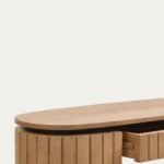 Virello | Solid Oak Wood Console Table with Fluted Curved Legs & Open Shelf in Natural Finish – Wooden Slice - Image 5