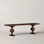 Dovaryn | Solid Wood Console Table with Turned Baluster Legs in Brown Finish – Wooden Slice - Image 2