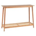 Canevra | Solid Sheesham Wood Console Table with Handwoven Cane Lower Shelf, Tapered Legs & Minimalist Design in Natural Wood Finish – Wooden Slice - Image 4