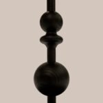 Spherelle | Solid Wood Round Accent Table with Sculptural Stacked Sphere Pedestal & Circular Base in Light Walnut Finish – Wooden Slice - Image 5