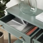 Sylmora | Solid Wood Console Table with Two Drawers, Scalloped Apron & Open Lower Shelf in Olive Green Finish – Wooden Slice - Image 6
