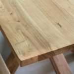 Crosshaven | Solid Acacia Wood 6 Seater Dining Table with X-Shaped Trestle Base in Natural Finish – Wooden Slice - Image 5