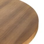 Oakmere | Solid Wood Round Dining Table with Cylindrical Pedestal Base in Natural Finish – Wooden Slice - Image 6