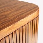 Tharvessio | Solid Wood Vertical Fluted Bar Cabinet with Brass-Accent Handles and Metal Frame in Rich Brown Finish – Wooden Slice - Image 6