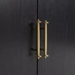 Vaelthorne | Solid Wood Arched Bar Cabinet with Glass Display Doors and Gold-Tone Metal Base in Black Finish – Wooden Slice - Image 6