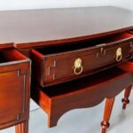 Kingsford | Teakwood Study Table with 4 Drawers, Bow Front Design & Turned Legs in Honey Finish – Wooden Slice - Image 3