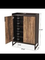 Ridgecrest | Solid Wood Shoe Cabinet with Geometric Carved Doors & Raised Black Frame in Matte Black and Natural Wood Finish – Wooden Slice - Image 4