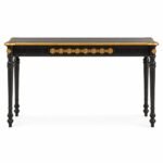 Aurevash | Solid Wood Console Table with Gold Floral Medallions, Fluted Apron & Turned Pillar Legs in Matte Black and Gold Finish – Wooden Slice - Image 3
