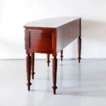 Kingsford | Teakwood Study Table with 4 Drawers, Bow Front Design & Turned Legs in Honey Finish – Wooden Slice - Image 6