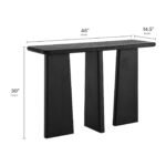 Obeltrix | Solid Mango Wood Console Table with Angular Sculptural Panel Legs, Central Support & Rounded Edges in Charcoal Black Finish – Wooden Slice - Image 6