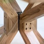 Crosshaven | Solid Acacia Wood 6 Seater Dining Table with X-Shaped Trestle Base in Natural Finish – Wooden Slice - Image 6