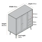 Lunavelle | Solid Wood Cane Bar Cabinet with Dual Doors and Open Bottle Storage in White Finish – Wooden Slice - Image 7