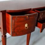 Kingsford | Teakwood Study Table with 4 Drawers, Bow Front Design & Turned Legs in Honey Finish – Wooden Slice - Image 10