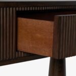 Ribmont | Solid Wood Console Table with Fluted Curved Front, Single Drawer & Three Sculptural Tapered Legs in Walnut Finish – Wooden Slice - Image 6