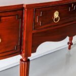 Kingsford | Teakwood Study Table with 4 Drawers, Bow Front Design & Turned Legs in Honey Finish – Wooden Slice - Image 9