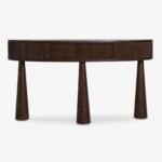 Ribmont | Solid Wood Console Table with Fluted Curved Front, Single Drawer & Three Sculptural Tapered Legs in Walnut Finish – Wooden Slice - Image 3