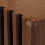 Varello Solid Wood Slatted Shoe Cabinet with Open Shelves in Walnut Finish – Wooden Slice - Image 2