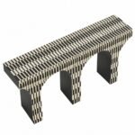 Archevique | Handcrafted Bone Inlay Console Table with Black & Ivory Checkerboard Pattern and Triple Arched Legs – Wooden Slice - Image 4